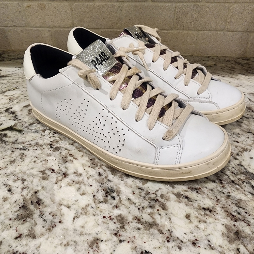 P448 White and Silver Athletic Shoes